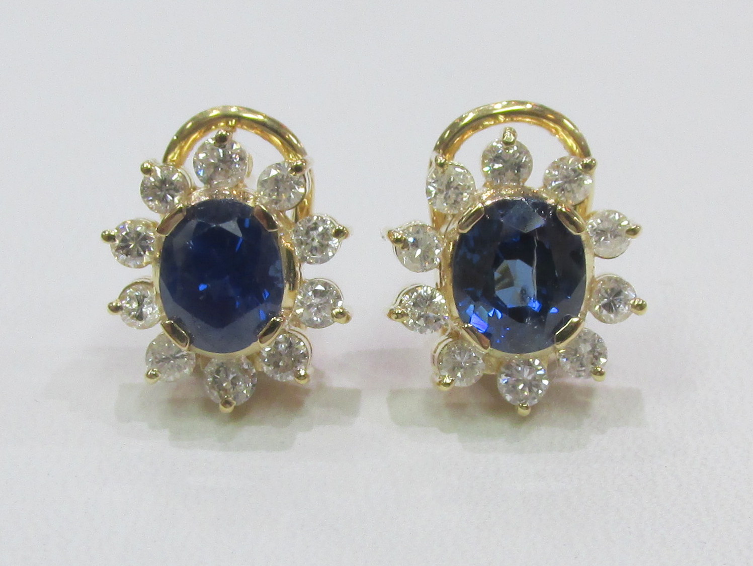 Sapphire Diamond 14K Yellow Gold Earrings - Country Club Jewels