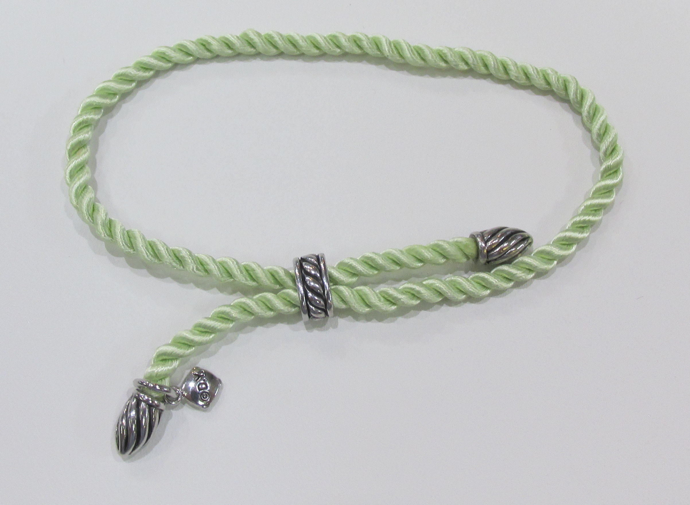 David Yurman Green Silk & Sterling Silver Bracelet - Country Club Jewels