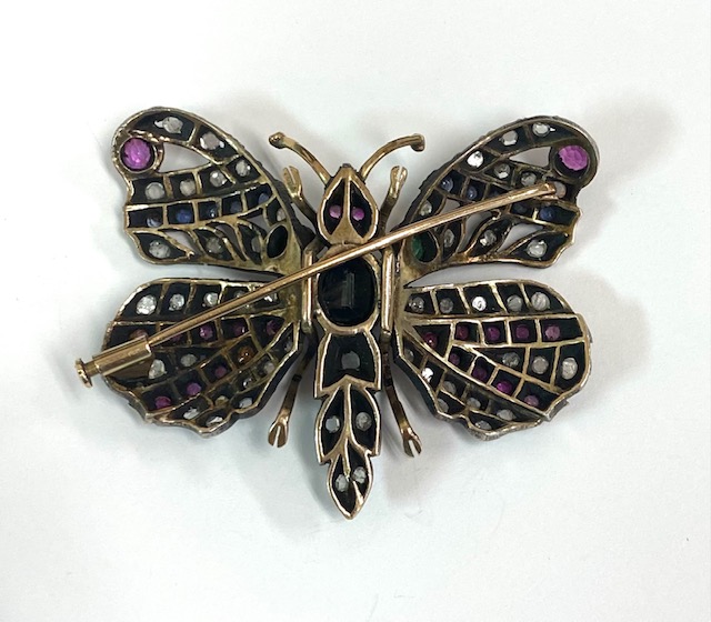 Estate 14K Yellow Gold Butterfly Brooch with Pearls